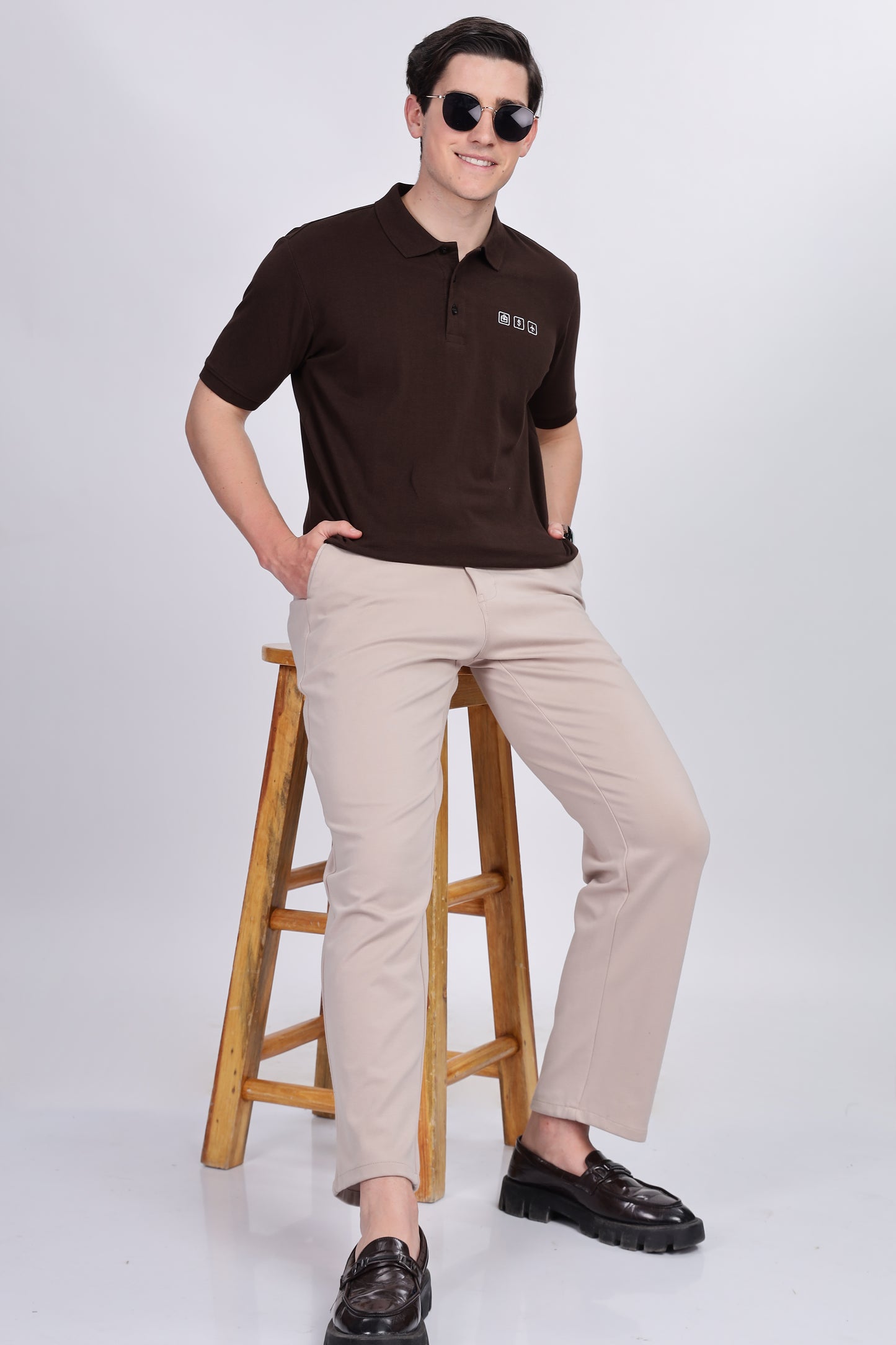 Skigg Coffee Brown Polo Half Sleeve T-Shirt – Embroidered Design | Premium Cotton Blend - Skigg Wears