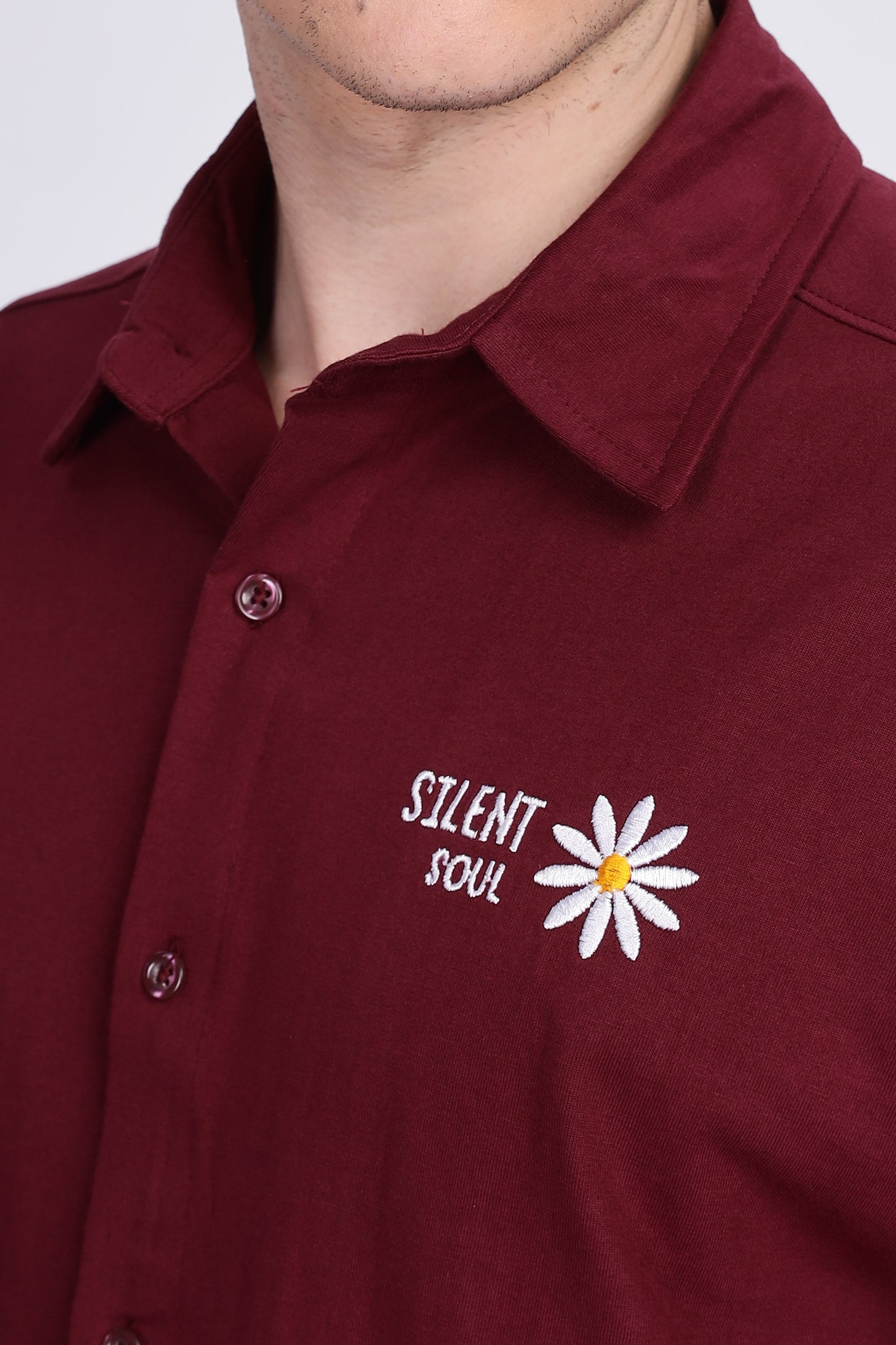 Skigg Maroon Oversized Shirt – Premium Embroidered Streetwear - Skigg Wears