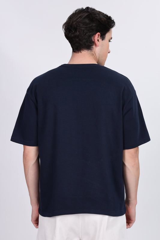 "Character Matters" Unisex Navy Blue Terry Oversized T-Shirt – Premium 280 GSM Streetwear Tee - Skigg Wears