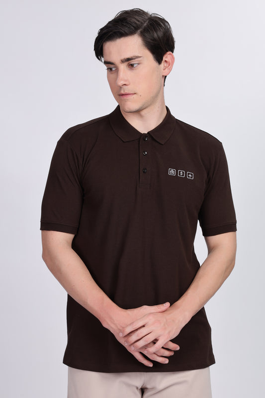 Skigg Coffee Brown Polo Half Sleeve T-Shirt – Embroidered Design | Premium Cotton Blend - Skigg Wears