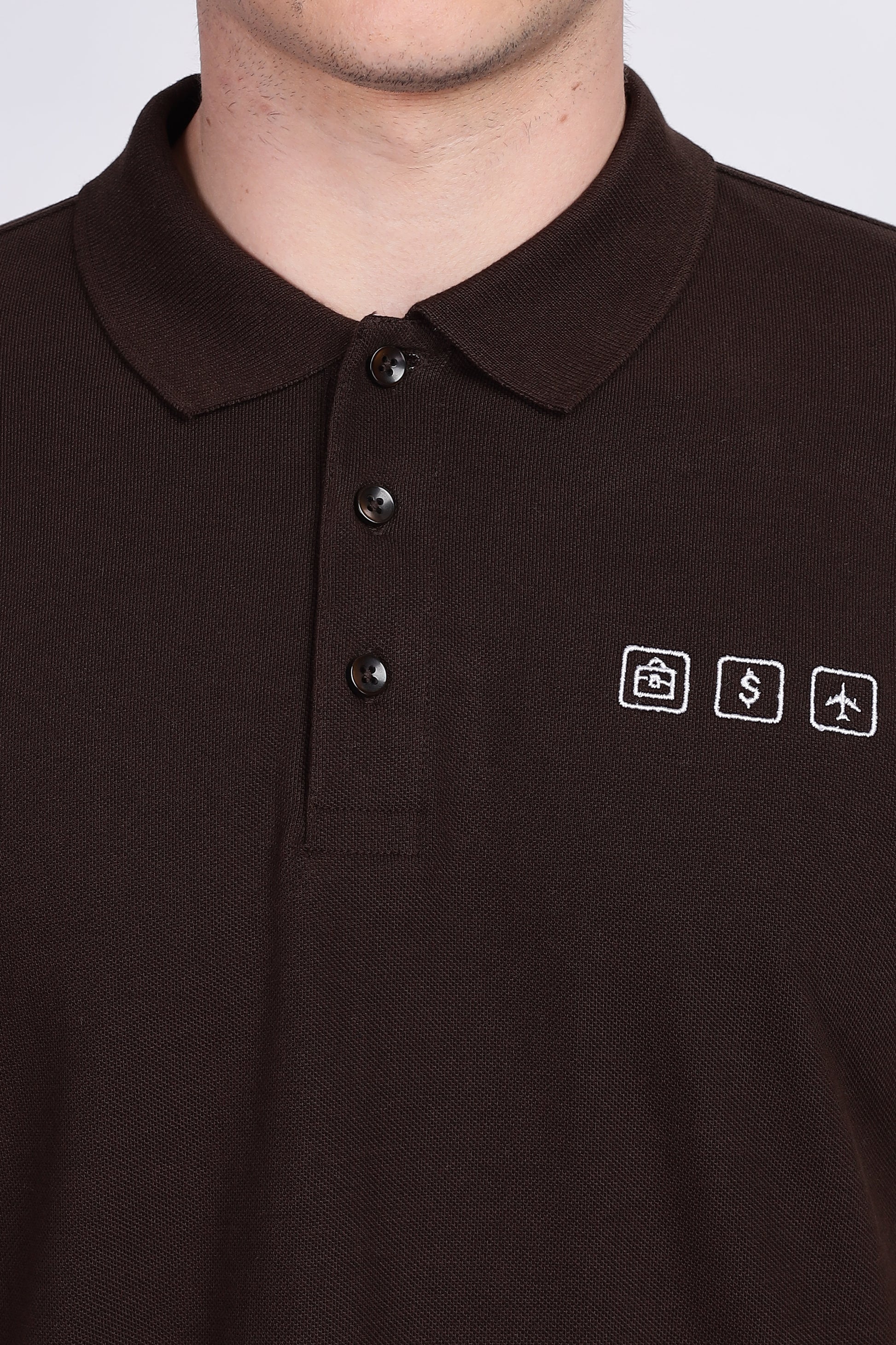Skigg Coffee Brown Polo Half Sleeve T-Shirt – Embroidered Design