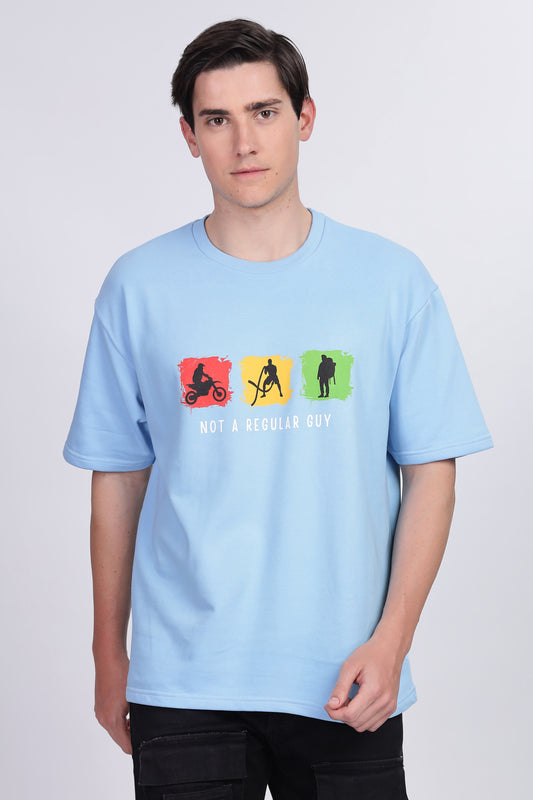 Skigg Baby Blue Oversized T-Shirt – Not a Regular Guy | Gym, Biking, Adventure - Skigg Wears
